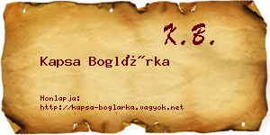 Kapsa Boglárka névjegykártya